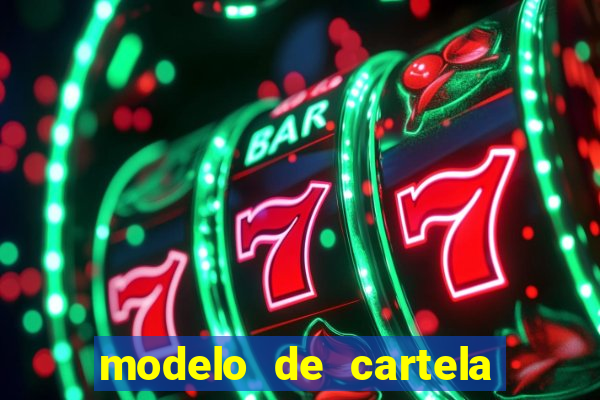 modelo de cartela de bingo em branco